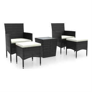 Afuera Living 5 Piece Poly Rattan Small Bistro Set in Black/Cream