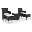 Afuera Living 5 Piece Poly Rattan Small Bistro Set in Black/Cream
