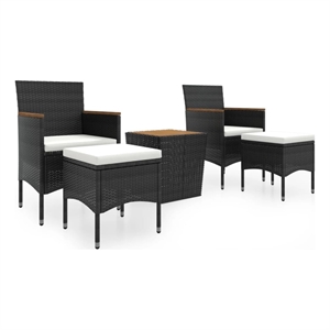 Afuera Living Contemporary 5 Piece Solid Acacia Wood Bistro Set in Black