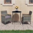 Afuera Living Contemporary Poly Rattan Small Bistro Set in Gray