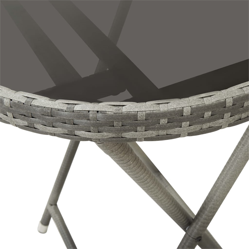 Afuera Living Contemporary Poly Rattan Small Bistro Set in Gray