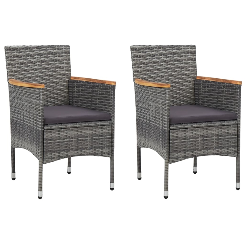 Afuera Living Contemporary Poly Rattan Small Bistro Set in Gray