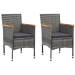 Afuera Living Contemporary Poly Rattan Small Bistro Set in Gray