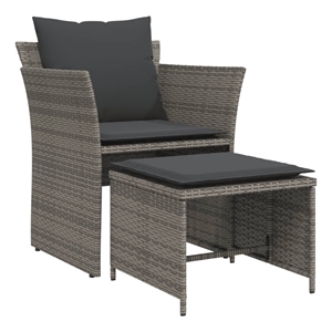 Afuera Living Contemporary Poly Rattan Small Furniture Set in Gray