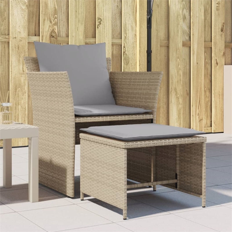 Afuera Living Contemporary Poly Rattan Small Furniture Set in Beige