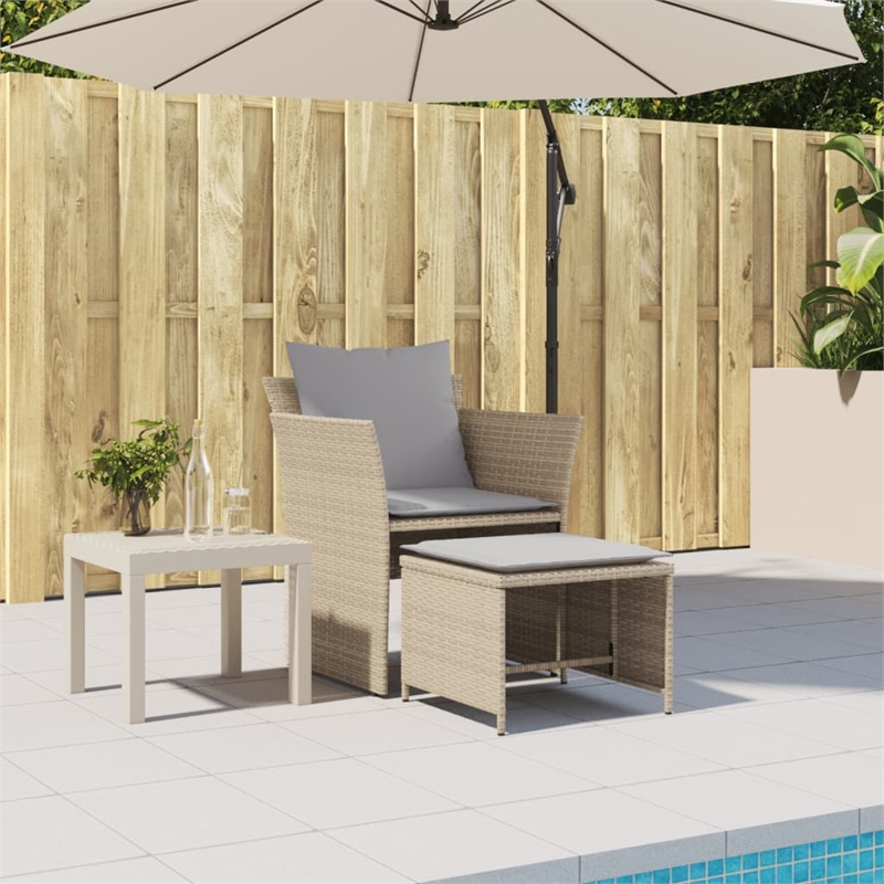 Afuera Living Contemporary Poly Rattan Small Furniture Set in Beige
