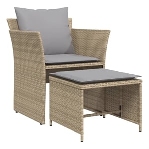 Afuera Living Contemporary Poly Rattan Small Furniture Set in Beige