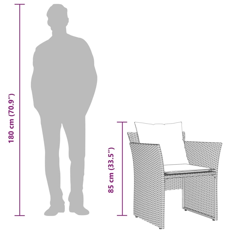 Afuera Living Contemporary Poly Rattan Furniture Set in Black