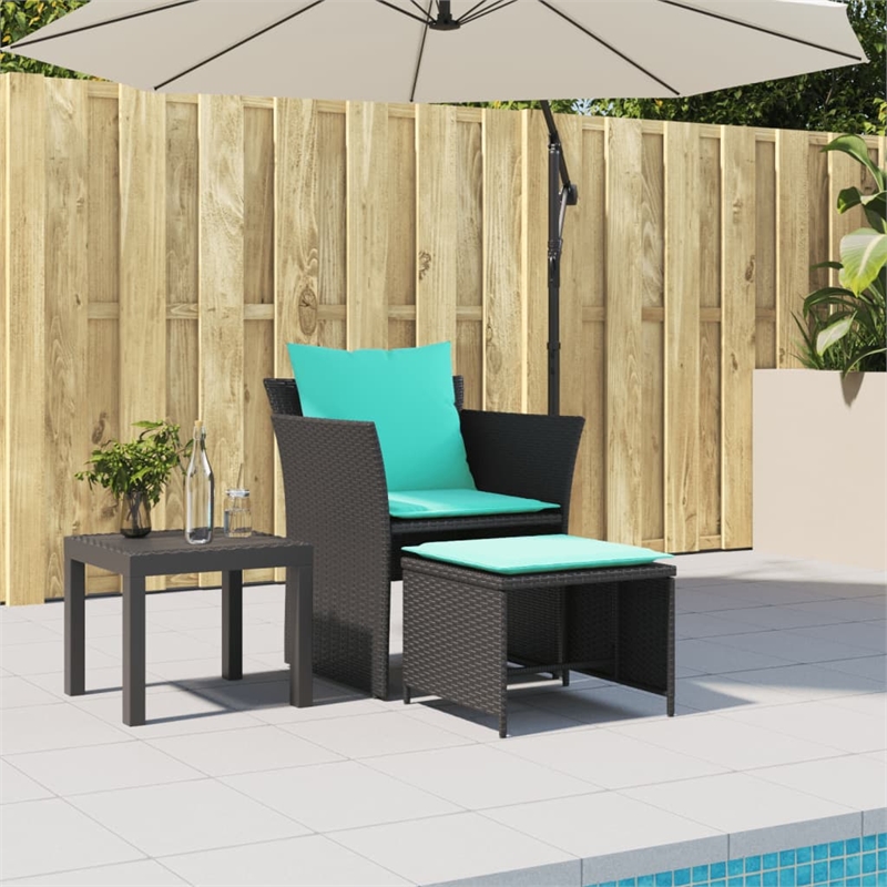 Afuera Living Contemporary Poly Rattan Furniture Set in Black
