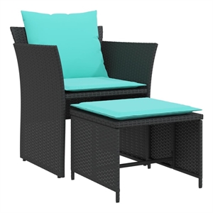Afuera Living Contemporary Poly Rattan Furniture Set in Black
