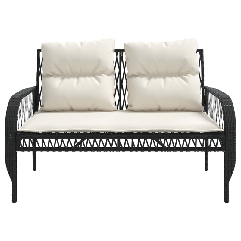 Afuera Living Contemporary 4 Piece Poly Rattan Sofa Set in Black/Cream
