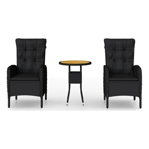 Afuera Living Contemporary Solid Acacia Wood Medium Bistro Set in Black