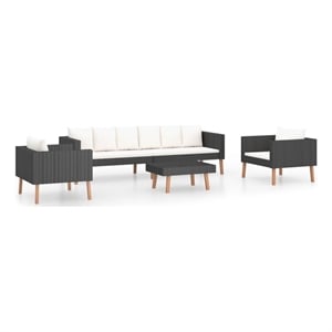 Afuera Living 4 Piece Steel Garden Furniture Set in Black/Cream