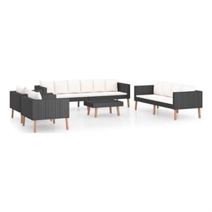 Afuera Living Contemporary 5 Piece Garden Furniture Set in Black/Cream