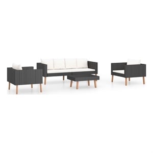 Afuera Living 4 Piece Steel Garden Furniture Set in Black/Cream