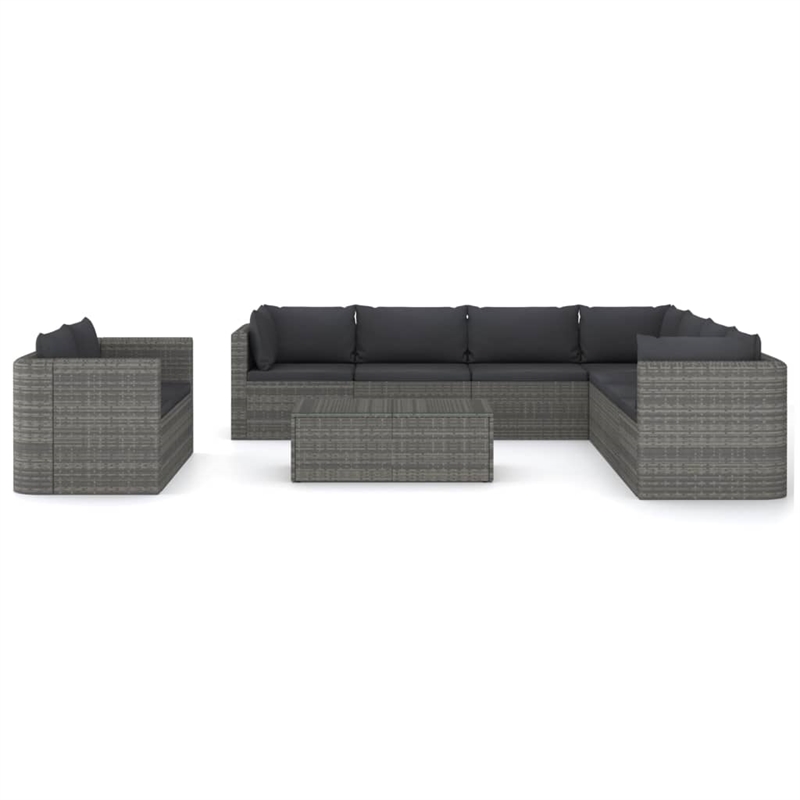 Afuera Living 10 Piece Poly Rattan Garden Lounge Set in Gray