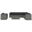 Afuera Living 10 Piece Poly Rattan Garden Lounge Set in Gray