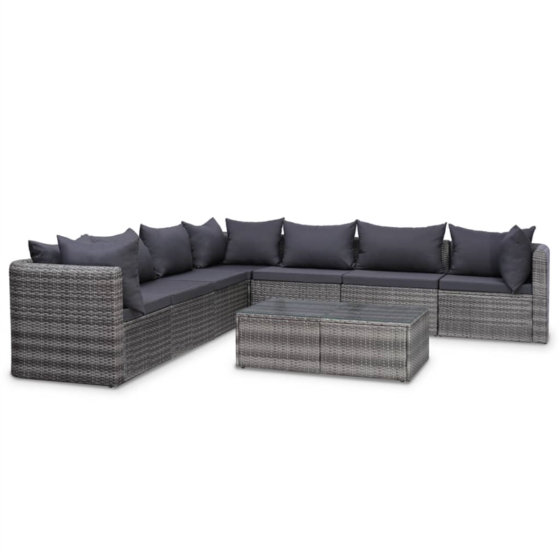 Afuera Living 10 Piece Poly Rattan Garden Lounge Set in Gray