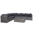 Afuera Living 10 Piece Poly Rattan Garden Lounge Set in Gray