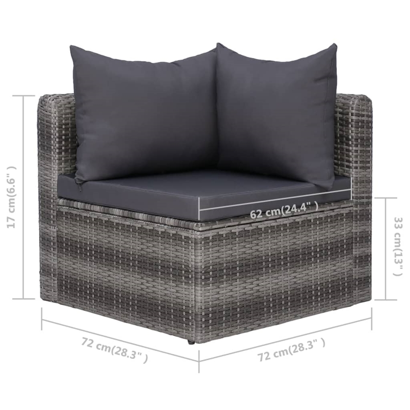 Afuera Living 10 Piece Poly Rattan Garden Lounge Set in Gray
