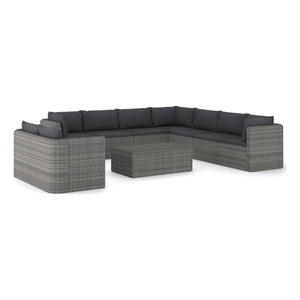 Afuera Living 10 Piece Poly Rattan Garden Lounge Set in Gray