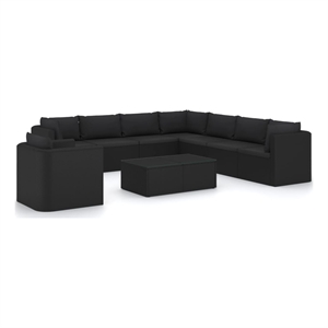 Afuera Living 10 Piece Steel Large Garden Lounge Set in Black