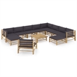 Afuera Living Contemporary 12 Piece Bamboo Garden Lounge Set in Gray