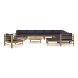 Afuera Living Contemporary 12 Piece Bamboo Garden Lounge Set in Gray