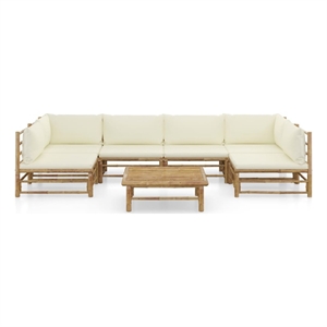 Afuera Living 7 Piece Bamboo Garden Lounge Set in White/Cream