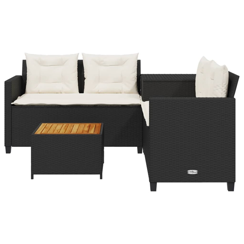 Afuera Living Contemporary Solid Acacia Wood Sofa Black/Cream