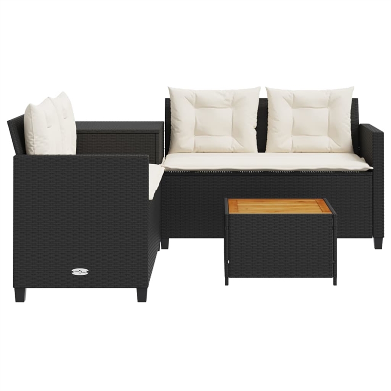 Afuera Living Contemporary Solid Acacia Wood Sofa Black/Cream