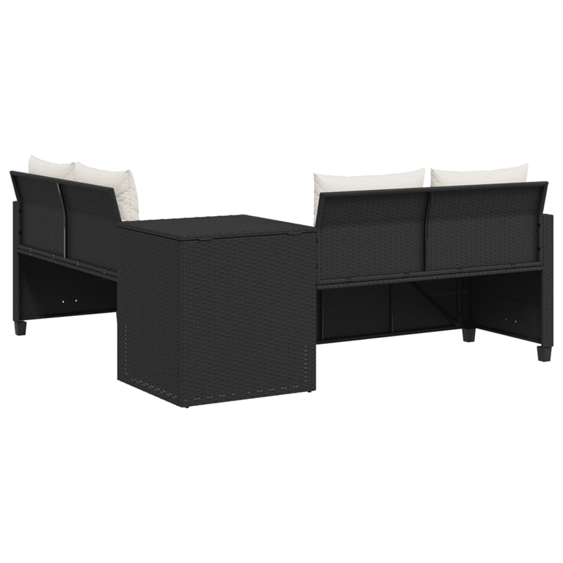 Afuera Living Contemporary Solid Acacia Wood Sofa Black/Cream