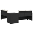 Afuera Living Contemporary Solid Acacia Wood Sofa Black/Cream