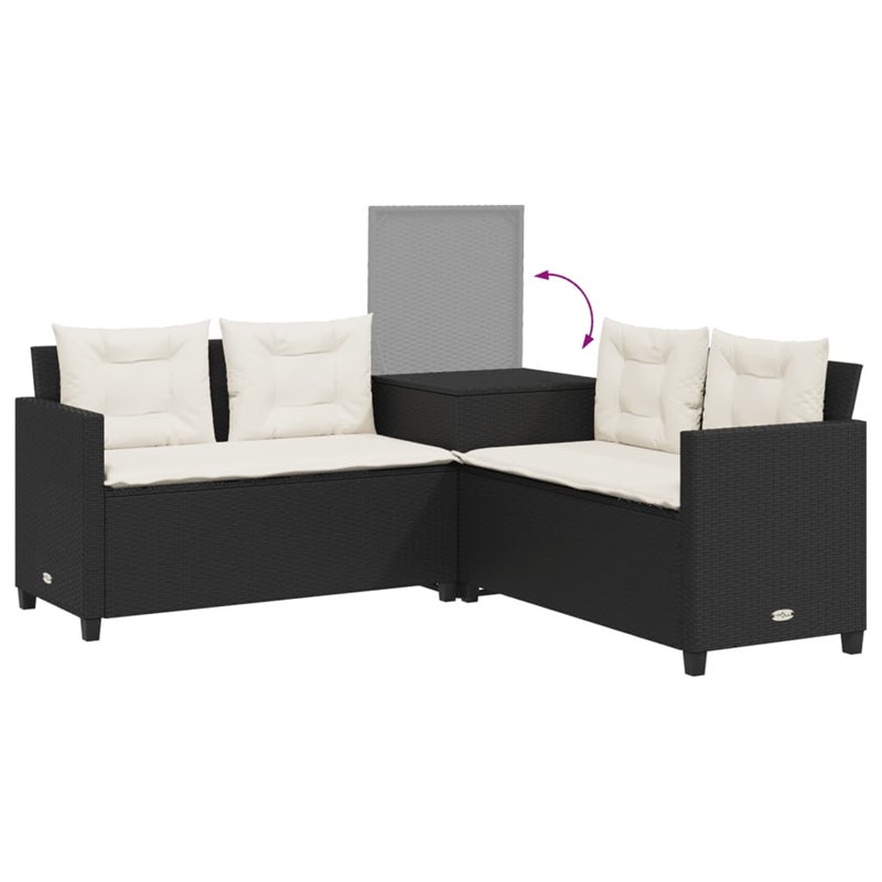 Afuera Living Contemporary Solid Acacia Wood Sofa Black/Cream
