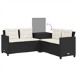 Afuera Living Contemporary Solid Acacia Wood Sofa Black/Cream