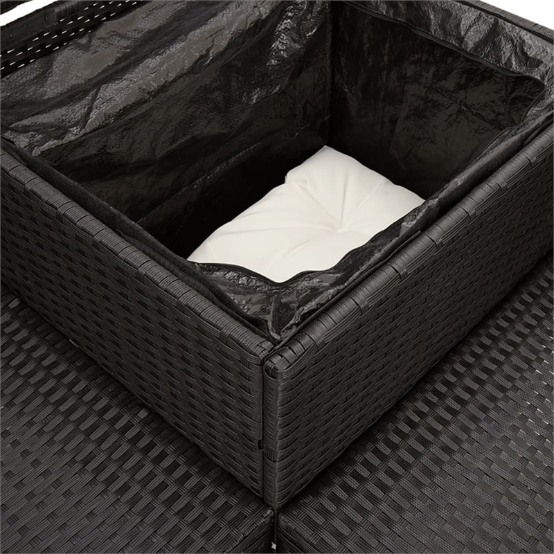 Afuera Living Contemporary Solid Acacia Wood Sofa Black/Cream