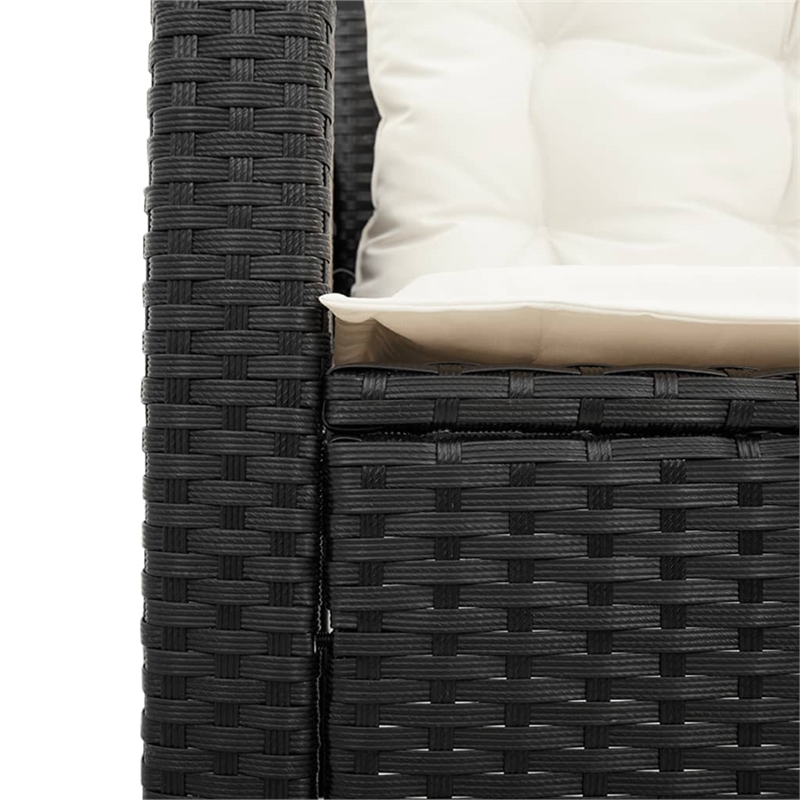 Afuera Living Contemporary Solid Acacia Wood Sofa Black/Cream