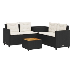 Afuera Living Contemporary Solid Acacia Wood Sofa Black/Cream
