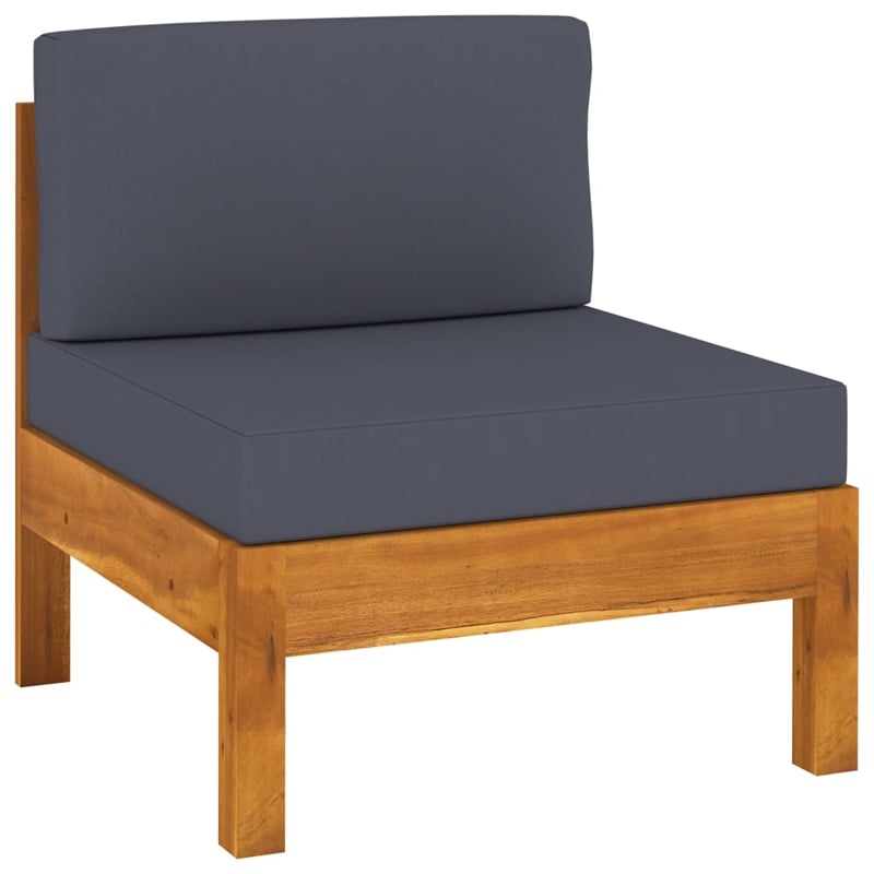 Afuera Living Contemporary Solid Acacia Wood Garden Sofa in Gray