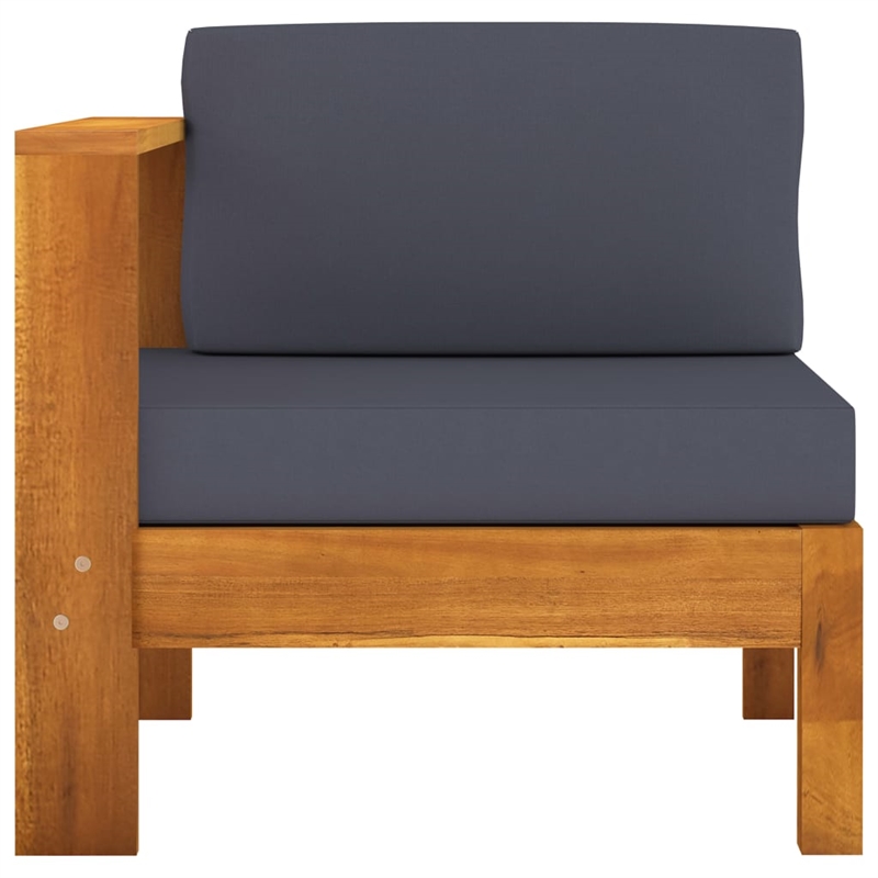 Afuera Living Contemporary Solid Acacia Wood Garden Sofa in Gray