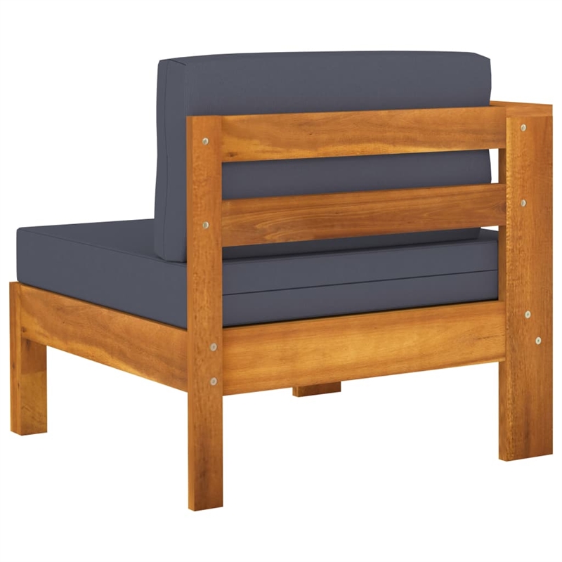 Afuera Living Contemporary Solid Acacia Wood Garden Sofa in Gray