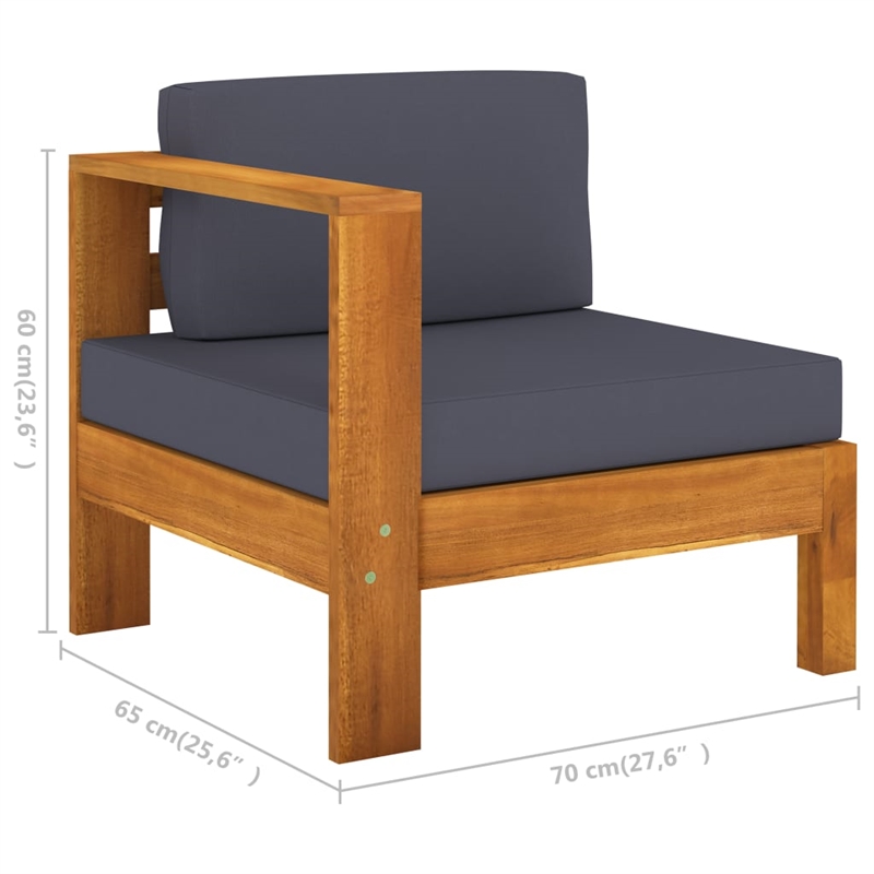 Afuera Living Contemporary Durable Solid Acacia Wood Sofa in Gray