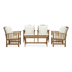 Afuera Living 5 Piece Solid Acacia Wood Medium Garden Lounge Set in Natural