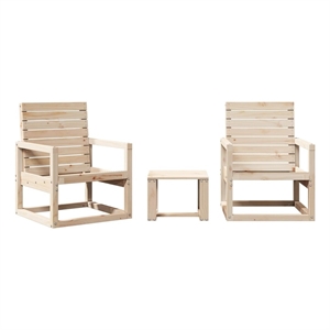 Afuera Living Contemporary 3 Piece Wood Medium Garden Lounge Set