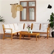Afuera Living Contemporary Solid Acacia Wood Furniture Set in Cream