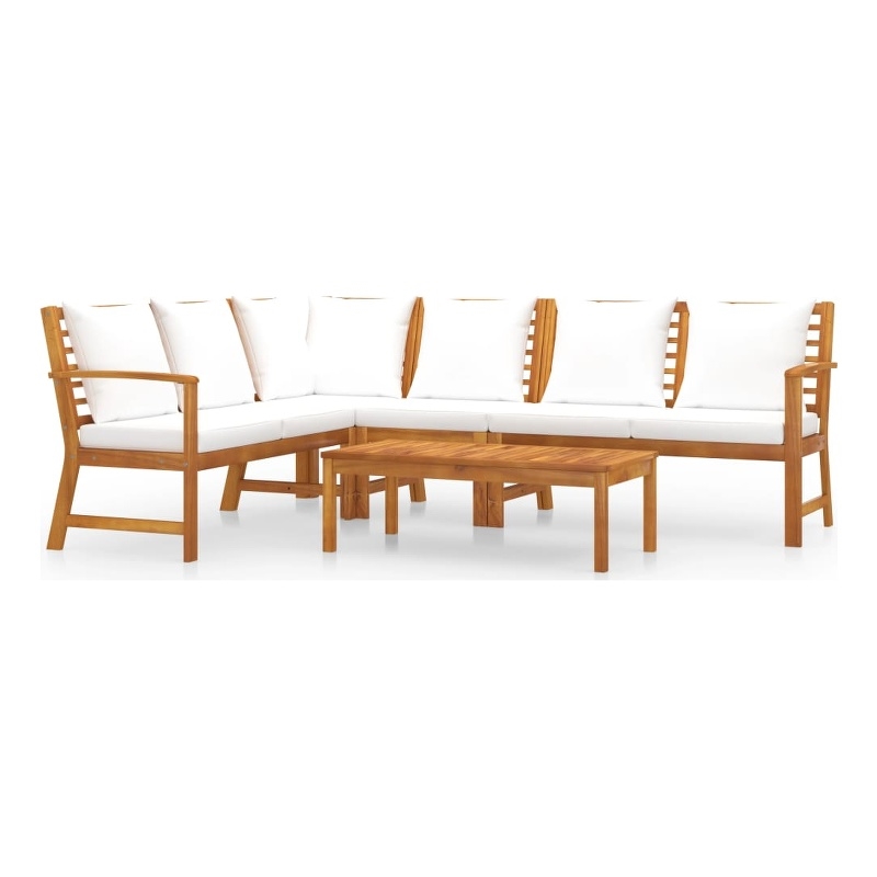 Afuera Living Contemporary Solid Acacia Wood Furniture Set in Cream