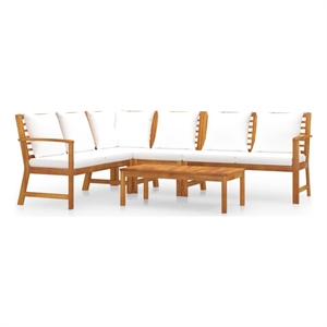 Afuera Living Contemporary Solid Acacia Wood Furniture Set in Cream