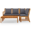 Afuera Living 4 Piece Solid Acacia Wood Garden Lounge Set in Gray
