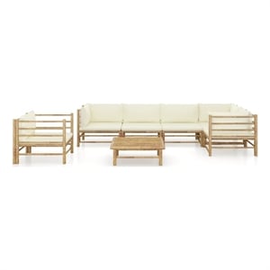 Afuera Living 7 Piece Bamboo Garden Lounge Set in White/Cream/Natural