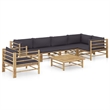 Afuera Living 7 Piece Bamboo Medium Garden Lounge Set in Gray